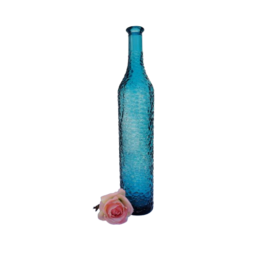 Empoli Italian Vintage Blue Hobnail Glass Decanter Genie Bottle