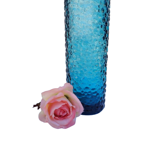 Empoli Italian Vintage Blue Hobnail Glass Decanter Genie Bottle