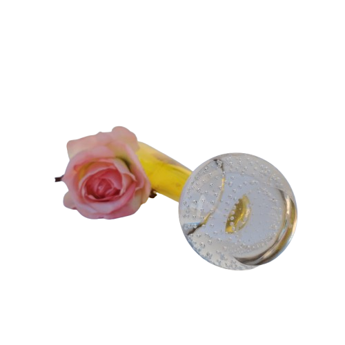 Murano Bud Vase Yellow Glass Controlled Bubbles