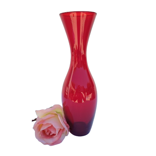 Murano Hand Blown Art Glass Ruby Red Vase
