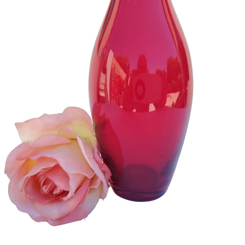 Murano Hand Blown Art Glass Ruby Red Vase