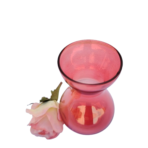 Red Glass Flower Vase