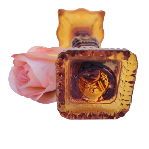 Vintage Pressed Glass Amber Large Candlestick
