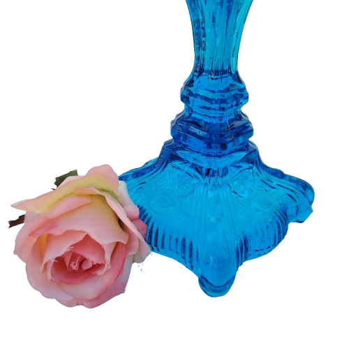 Vintage Pressed Glass Blue Large Candlestick