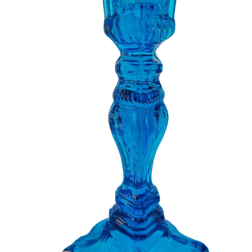 Vintage Pressed Glass Blue Large Candlestick