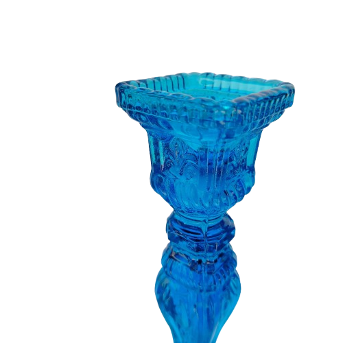 Vintage Pressed Glass Blue Large Candlestick