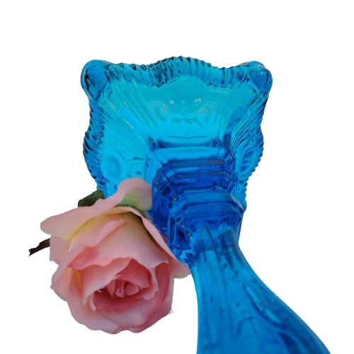 Vintage Pressed Glass Blue Large Candlestick