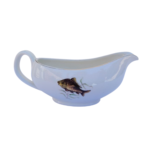 British Anchor Pottery Gravy Sauce Boat with Fish