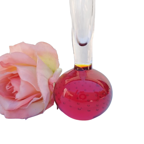Murano Bud Vase Red Glass Controlled Bubbles