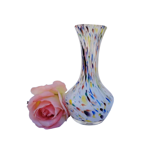 Beautiful White with Colored Speck Glass Vase
