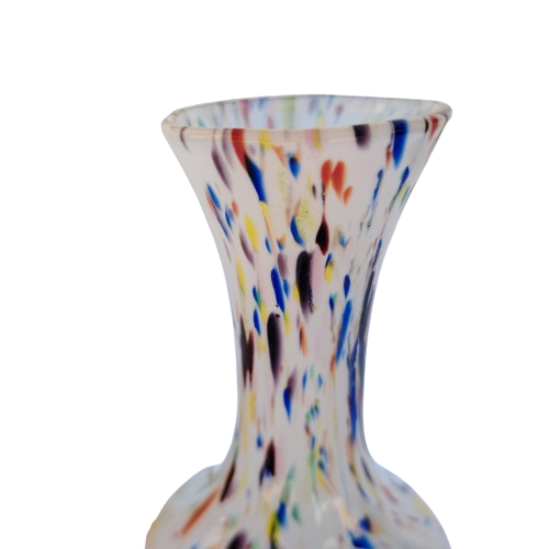 Beautiful White with Colored Speck Glass Vase
