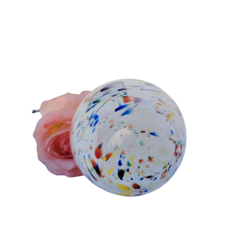 Beautiful White with Colored Speck Glass Vase