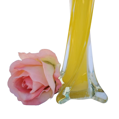 Murano Hand Blown White and Yellow Art Glass Tall Vase