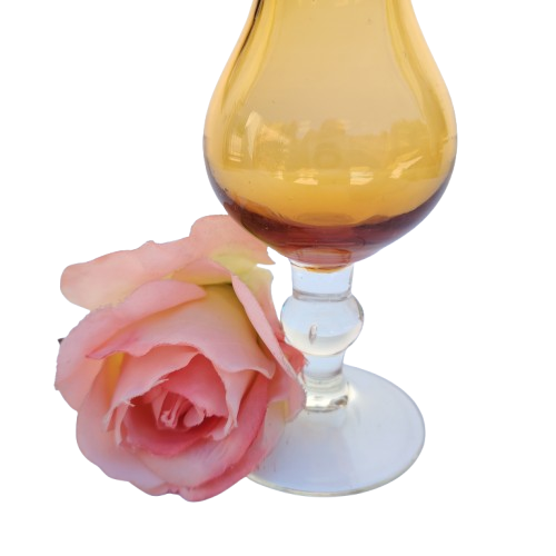 Amber Hand Blown Art Glass Stemmed Vase