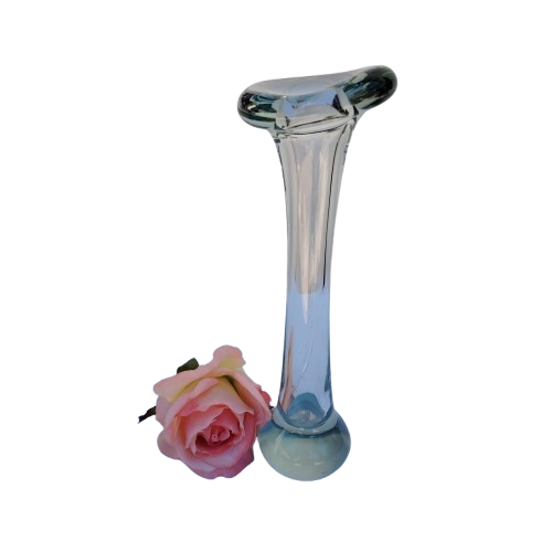 Murano Vintage Clear Art Glass Bud Vase