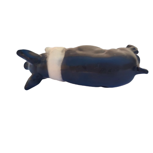Vintage Ceramic Black and White Pig Hog Figurine