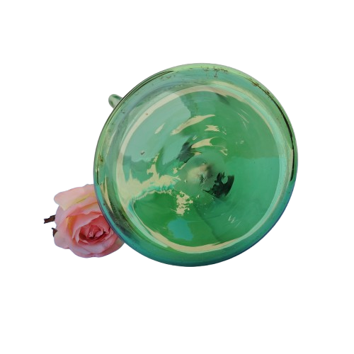 Vintage Large Art Blown Green Glass Pitcher Vase