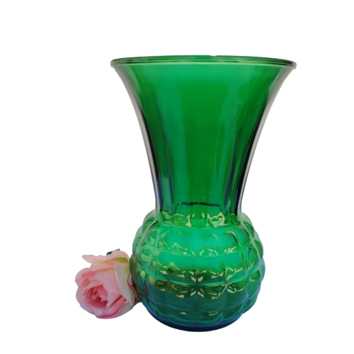 Large Retro Green Colored Glass Vase