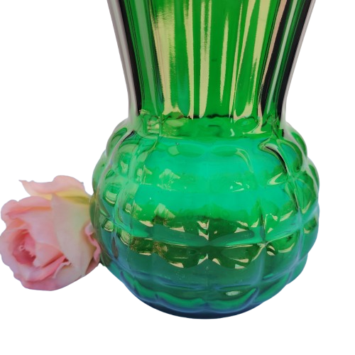 Large Retro Green Colored Glass Vase