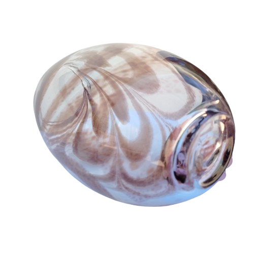Art Glass Heavy Large Clear with Brown Swirl Patterned Vase