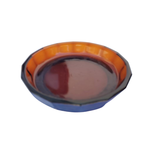 Vintage Art deco Heavy Amber United glass Plant pot and drip dish