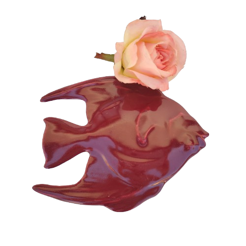 Large Burgany Red Glazed Lucia Wear Fish Display Plaque
