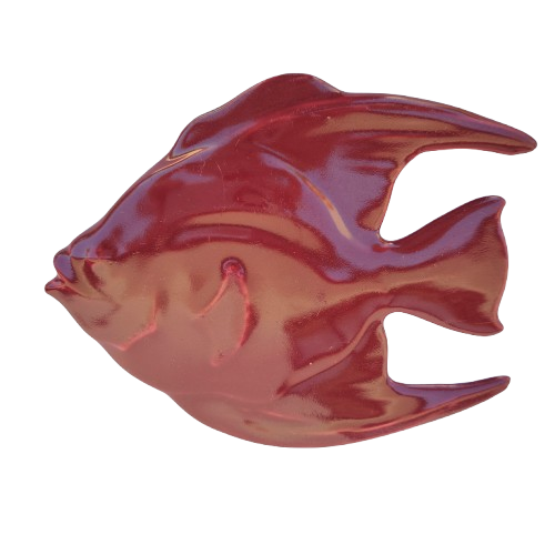 Large Burgany Red Glazed Lucia Wear Fish Display Plaque