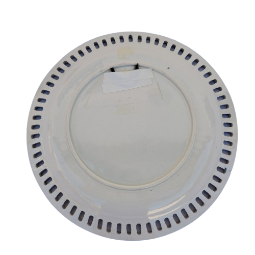 Antique Wedgwood Pierced Porcelain Footed White and Blue Lace Bowl with Underplate