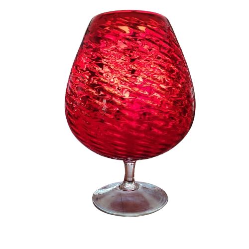 Huge Red Glass Empoli Vase Chalice,Italy 1960