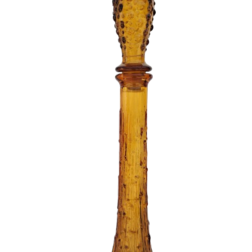 Empoli Italian Vintage Amber Wax Drip Bamboo Glass Decanter Genie Bottle