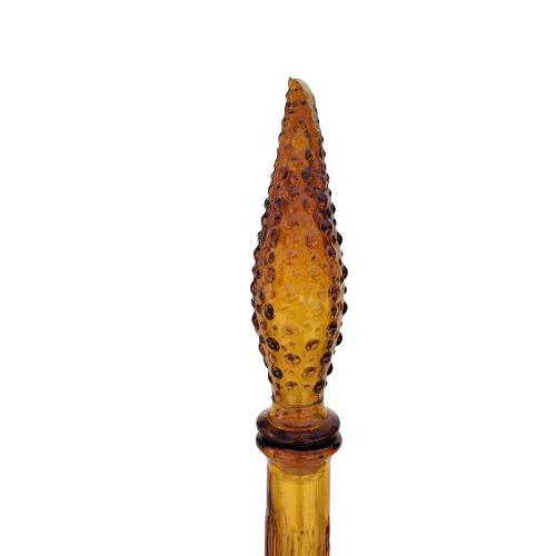 Empoli Italian Vintage Amber Wax Drip Bamboo Glass Decanter Genie Bottle