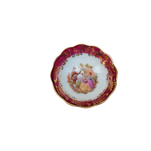 Limoges Fragonard Porcelain Gold Trimmed Miniature Bowl