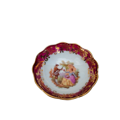 Limoges Fragonard Porcelain Gold Trimmed Miniature Bowl