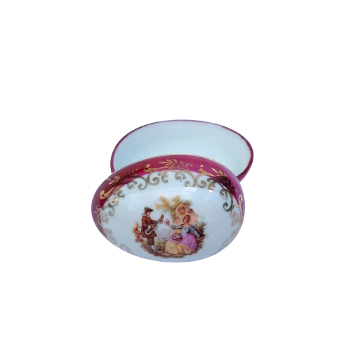 Limoges Fragonard Porcelain Gold Trimmed Miniature Egg Trinket Egg