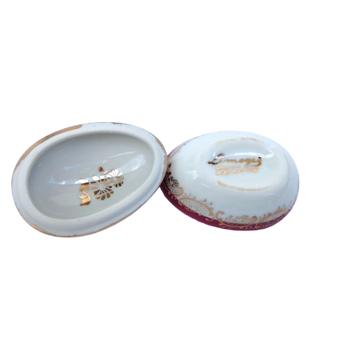 Limoges Fragonard Porcelain Gold Trimmed Miniature Egg Trinket Egg