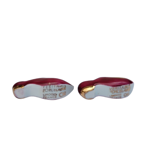 Limoges Fragonard Porcelain Gold Trimmed Miniature Pair of Shoes