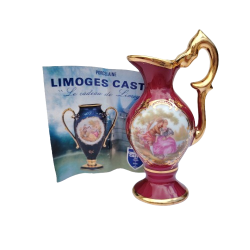 Limoges Fragonard Castel Porcelain Gold Trimmed Miniature Jug