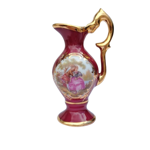 Limoges Fragonard Castel Porcelain Gold Trimmed Miniature Jug