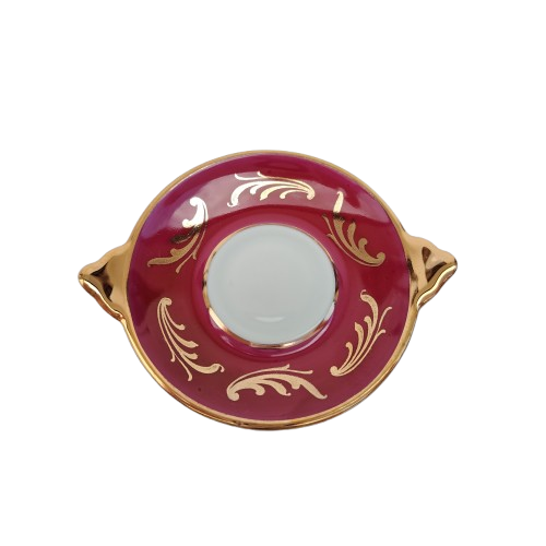 Limoges Fragonard Porcelain Gold Trimmed Miniature Soup Tureen on Plate