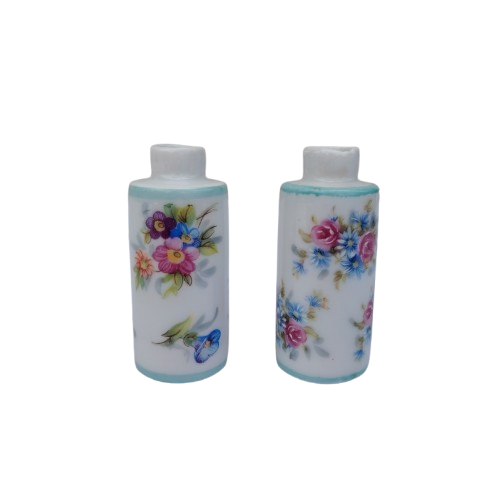Pair of Porcelain Miniature Pots with Flowers