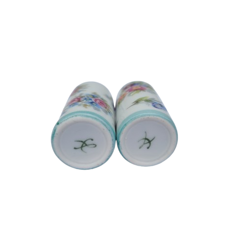 Pair of Porcelain Miniature Pots with Flowers
