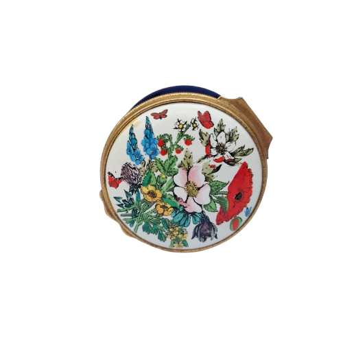 Halcyon Days Enamels Trinket Box Wild Flowers Poppies Butterflies
