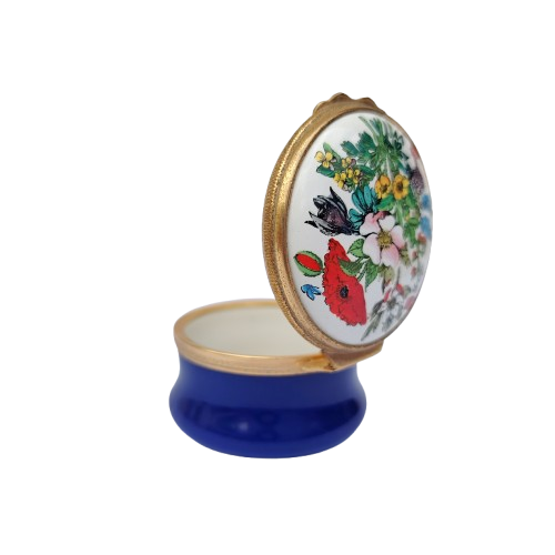 Halcyon Days Enamels Trinket Box Wild Flowers Poppies Butterflies