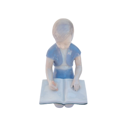 Vintage Porcelain China Girl Sat Writing in a Book