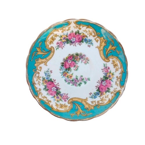 Tuscan Naples Turquoise Gold Trim Duo's & Sugar Bowl