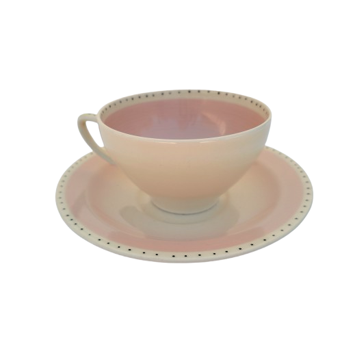 Susie Cooper Tea for Three Tea Set Pink Feathers