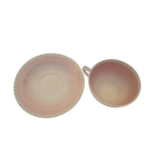 Susie Cooper Tea for Three Tea Set Pink Feathers