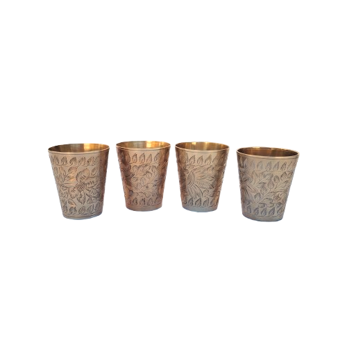 Four Vintage Brass Indian Lassi Coffee Cups