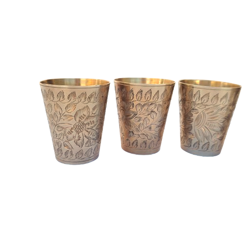 Four Vintage Brass Indian Lassi Coffee Cups