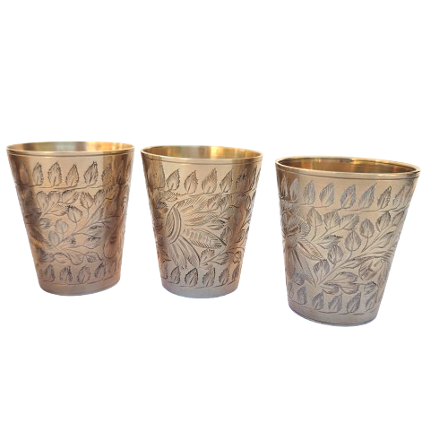 Four Vintage Brass Indian Lassi Coffee Cups